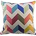 HOSL P51 Cotton Linen Throw Pillow Case Decorative Cushion Cover Pillowcase Colorful Zig Zag Chevron Fade Zigzag Stripes Wave Square
