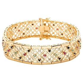 Yellow Gold Overlay Sterling Silver Sapphire, Emerald and Ruby Diamond Accent... by Amazon.com Collection