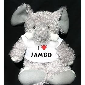 Plush Elephant (Slowpoke) toy with I Love Jambo