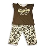 B.T. Kids - Toddler Girls 2-Piece Short Sleeved Pajama Set, Brown, Tan