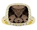 14k Yellow Gold Smoky Quartz and Diamond Ring, Size 7 by Duneier of NY