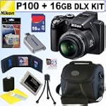 51%2B7SjnoaYL. SL160 SS150  #3: Nikon Coolpix P100 10 MP Digital Camera (Black) + 16GB Deluxe Accessory Kit