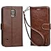 Arae Slim Flip Folio PU Leather Wallet Case for Galaxy S5 i9600, Brown