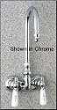 Satin Nickel Gooseneck Clawfoot Tub Filler Faucet with Porcelain Lever Handles