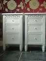 Pair of Belgravia Shabby Chic Three Drawer Bedside Tables