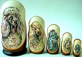 Russian Nesting Nested Stacking Doll Dog Poodle 5 Pc / 7 Item #dg03