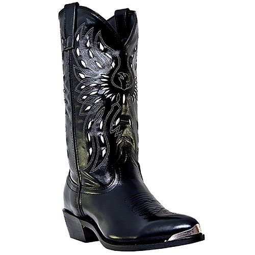 Men's Laredo Black Leather Foot. Leather-Like Top Cowboy Boots