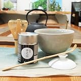 葉桐 (はじめての抹茶) 森川緑粉引き抹茶碗・抹茶中之白20ｇ・茶せん常穂・茶杓