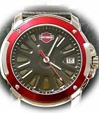 Harley-Davidson® Men's Bulova Wrist Watch. Black Dial. Luminous Hands. Calendar. Leather Strap. 78B119