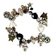 Murano Glass Black Bracelet Charm Metal Bead Flower Star Crystal By Bucasi