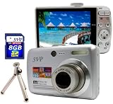 SVP Xthinn-737 Silver 7MP 3x Optical zoom 3-inch LCD Digital Camera + FREE 8GB High Speed SD Memory Card & Tripod