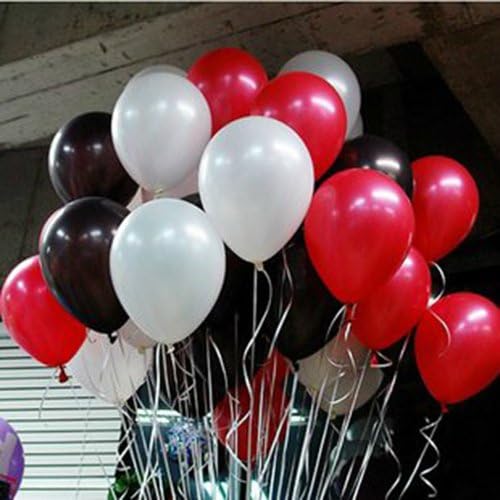 Blogger 10-inch White & Black & Red Party Balloons for Party Decoration 100Pcs