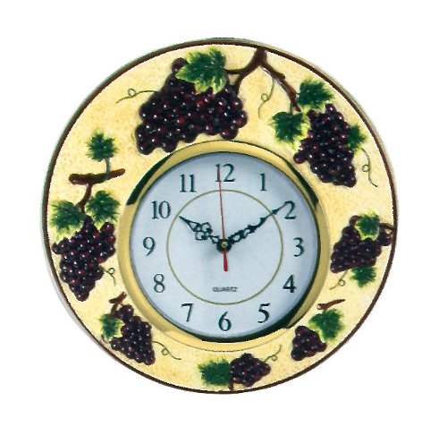 WALL DECOR CLOCKTUSCANY GRAPE 3-D EMBOSSED