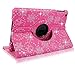 Cellularvilla Case for Apple iPad Mini 1 (2012) 7.9â€â€ and Mini 2 (2013 Edition) 7.9â€â€ Retina Display 360 Degree Rotating Pink Glitter Pu Leather Flip Folio Stand Cover with Auto Wake/Sleep Feature