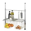 WENKO 27940100 Teleskop-Klemmregal Basket - 2 K�rbe, Ablage, H�ngeleiste, Chrom, 54 x 50-80 x 25 cm