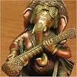 Brass Ganesh Statue Playing Sitar