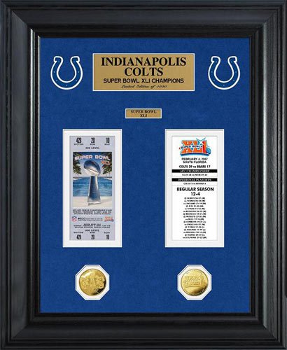 Indianapolis Colts - Super Bowl 41 XLI - Tickets - Coins - Framed Photo Picture