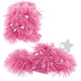 Pink Fuzzy Jeweled Slippers for Toddlers and Girls