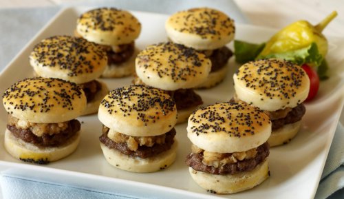 The Perfect Bite Co  Savory Miniatures- Caramelized Onion And Gorgonzola Miniburgers, 12 Count, 12-Ounce Box (Pack of 4)