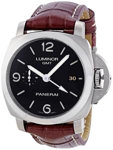 Panerai Men's PAM00320 Luminor 1950 3-Days Automatic GMT Black Dial Watch by Panerai