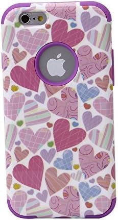 Electrovic Cute and Adorable PC plus Silicone 3 in 1 Hybrid Case for iPhone6 -Heart-shaped+Purple