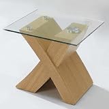 Fu-Nicha - Meuble Select - Table d'appoint New X - Bois et Verre - Chêne