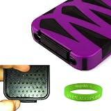 Bangle Purple Tiger Design iPhone Case Silicone Skin Wrapped in Hard Shell with Fold Away Dock Plug to Protect the Interior from Dust and Gunk for Apple iPhone 4S & iPhone4 ( 8GB, 16Gb, 32GB, 64GB, Black, White, AT&T, Verizon, Sprint) + Vangoddy Trademarked, Live * Laugh * Love Wrist Band!!!