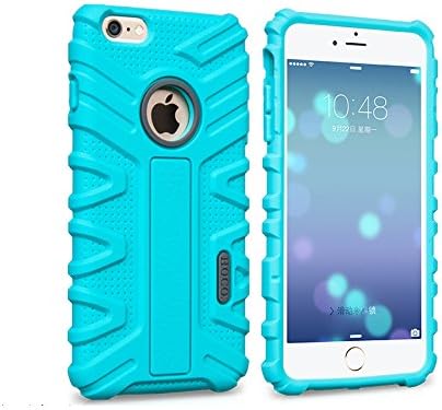 iPhone 6 Case, Honeycase Transformer Armor Series Shockproof &amp; Drop Resistance [Logo Cut-Out] Hybrid Anti-slip [Perfect-Fit] Soft Silicone Case Cover for iPhone 6 (4.7-inch) -[Lifetime Warranty] (Aqua Blue)