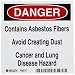 Brady 60240 4" Height, 4" Width, Self-Adhesive Vinyl, Black And Red On White Asbestos Label, Legend "Danger, Contains Asbestos Fibers Avoid Creating Dust Cancer And Lung Disease Hazard"(Pack Of 100)