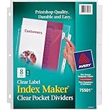 Avery Index Maker Clear Pocket Clear Label Dividers, 8-Tab Set (75501)