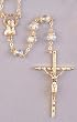 Wedding Rosary - 6mm Round Crystal Beads w/ Filigree Caps - 23" Gold Plated - IMPORTED FROM ITALY - Boxed