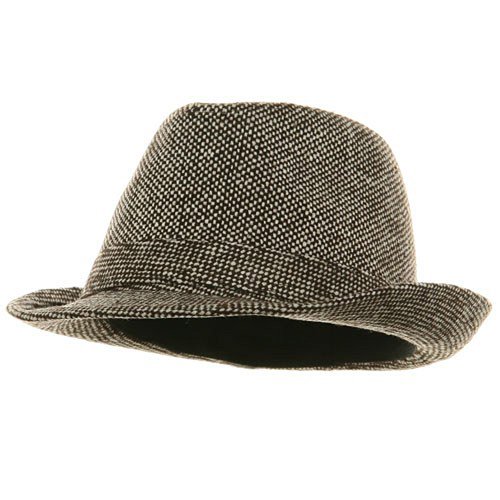 New Herringbone Fedora Hat-Brown W19S45A