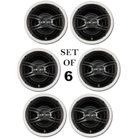 Yamaha Natural Sound Custom Easy-to-install In-Ceiling Flush Mount 3-Way 120 watts Speaker (Set of 6) with Dual Tweeters & 8" Woofer for A Large Size Room, 3 Smaller Rooms or 6 Small Rooms