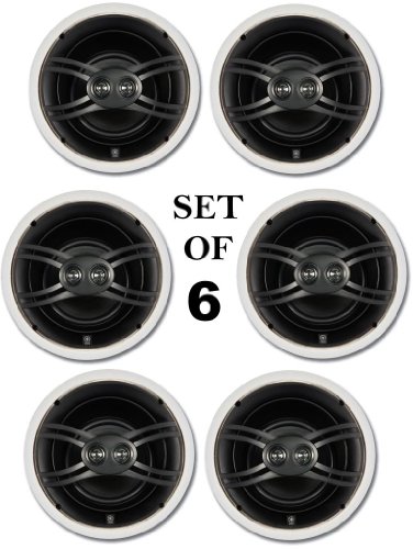 Yamaha In-Ceiling 3-Way 120 watts Natural Sound Custom Easy-to-install Speakers (Set of 6) with Dual Tweeters & 8