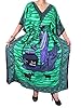Womans Dress Boho Green Blue African Lady Printed Kaftans Lounge Wear Caftan