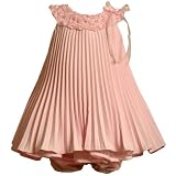 Size-12M BNJ-0887-R 2-Piece PINK LINEN SUNBURST PLEAT A-LINE TRAPEZE Special Occasion Flower Girl Easter Party Dress,R10887 Bonnie Jean BABY/INFANT