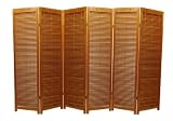 Office Furniture - 6ft. Shutter Style Folding Privacy Screen Room Divider w/ Blinds - 6 Panel Honey