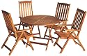 5 Piece Manhattan Recliner Wood Table and Chair Garden Furniture Set