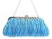 Womens Vintage Satin Pleated Envelope Evening Cocktail Wedding Party Handbag Clutch (17 Colors)