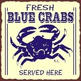 Blue Crabs Vintage Metal Art Retro Tin Sign