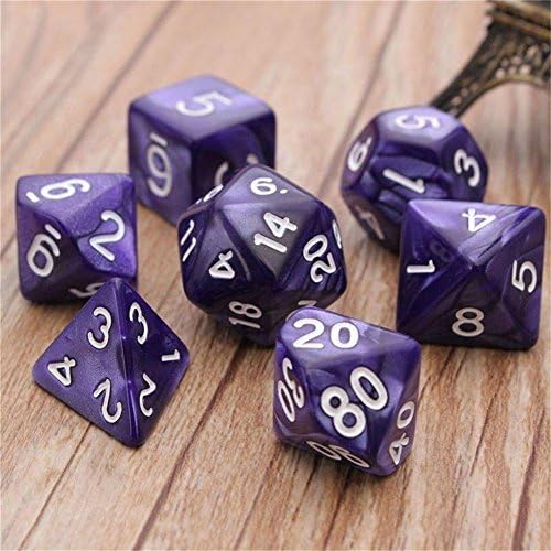 STRONGCLOUD Dragons and Dungeons Polyhedral Dice Set D4-D20 (7Pcs/Set) Purple
