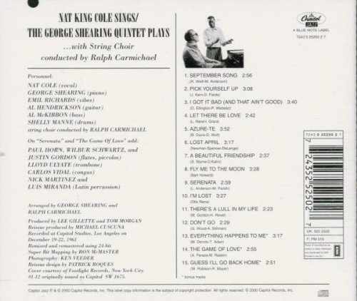 Cover image : Nat King Cole Sings George Shearing Plays