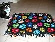 Darling Hearts & Paw Print Black Fleece Dog & Cat Blankets for Pet Beds & Gifts - Medium (Approx. 24" X 24") "FREE" 32oz. Black Paw Print Treat Canister with $50.00 Website Product Order