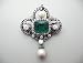 18k Silver-topped Gold Emerald, Diamond and Pearl Antique Brooch
