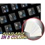 DVORAK SIMPLIFIED KEYBOARD STICKERS WITH BLUE LETTERING ON TRANSPARENT BACKGROUND