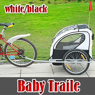 Black White 2IN1 Double Child Baby Bike Trailer Stroller Jogger