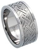 Titanium 9 mm (3/8) Flat Band w/ Herringbone Pattern