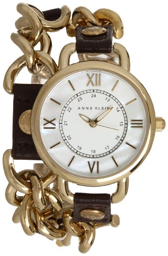 Anne Klein Women's AK-1100MPBN Gold Stainless-Steel Quartz Watch with White Dial