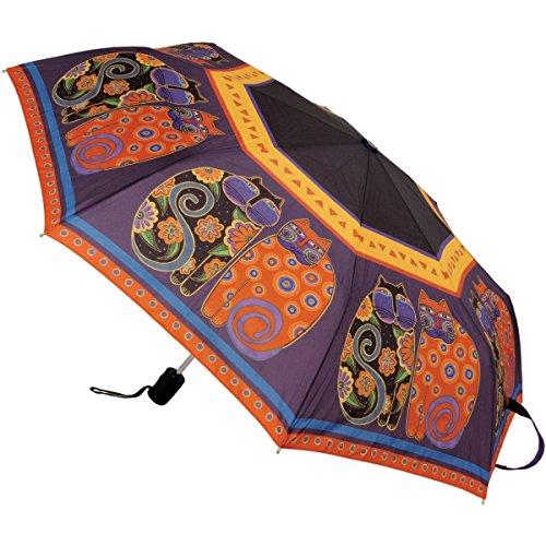 Laurel Burch Compact Umbrella 42-Inch Canopy Auto Open/Close, Feline Family Portrait