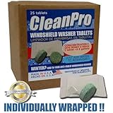 (25 Tabs) CleanPro Windshield Washer and Bug Remover Tablets. Makes 62.5 Gallons!